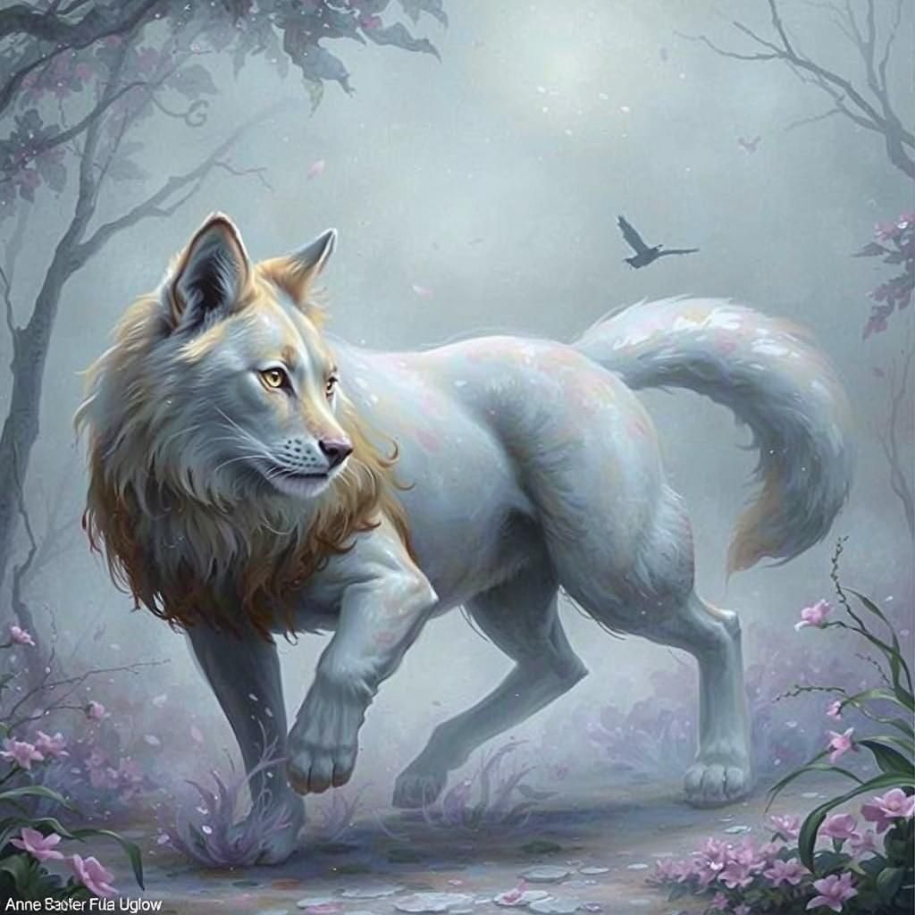 Magical Kitsune in Flowing Alcohol Ink Style