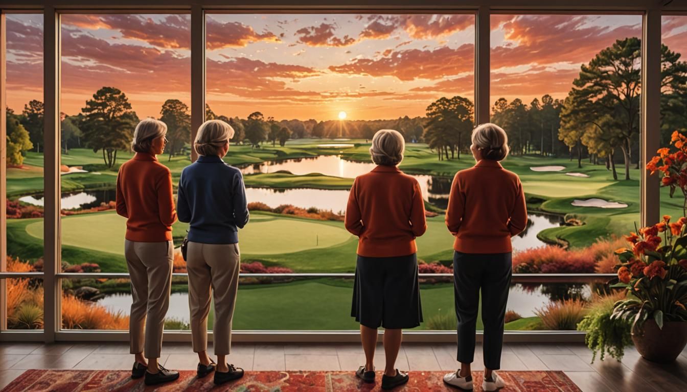 Women Enjoying Sunset View from Modern Home