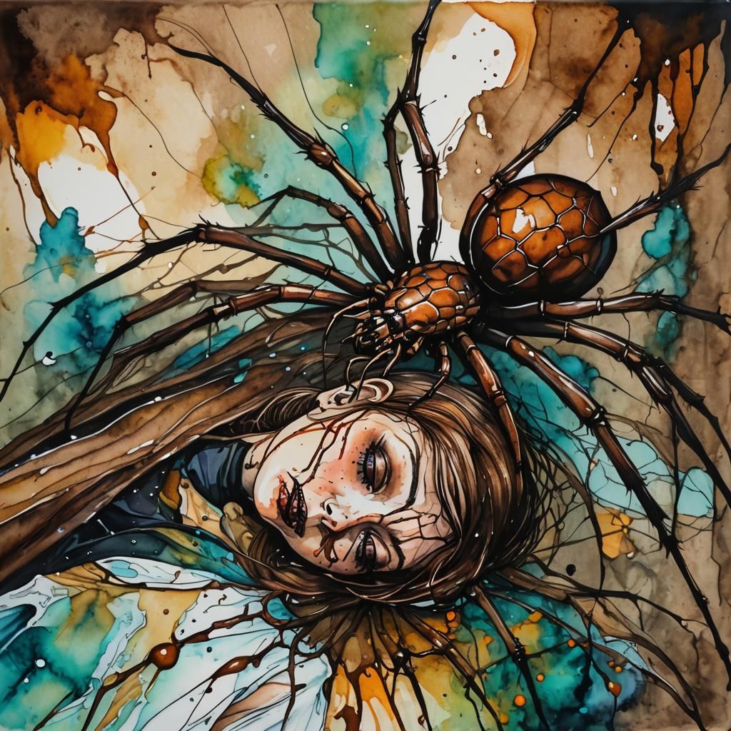 Surreal Spider Bite Dreamscape in Alcohol Inks