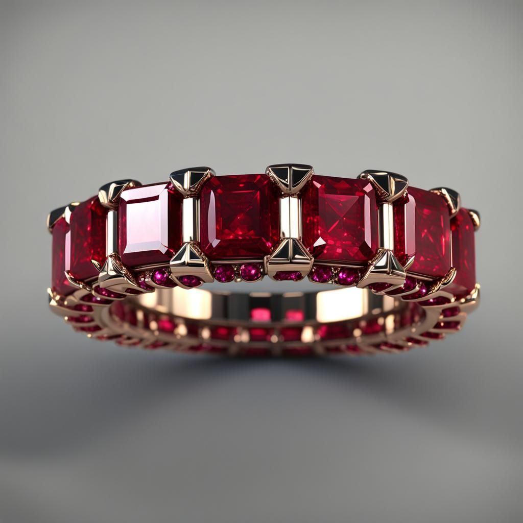 Ruby Eternity Band in 3D Cinematic Style