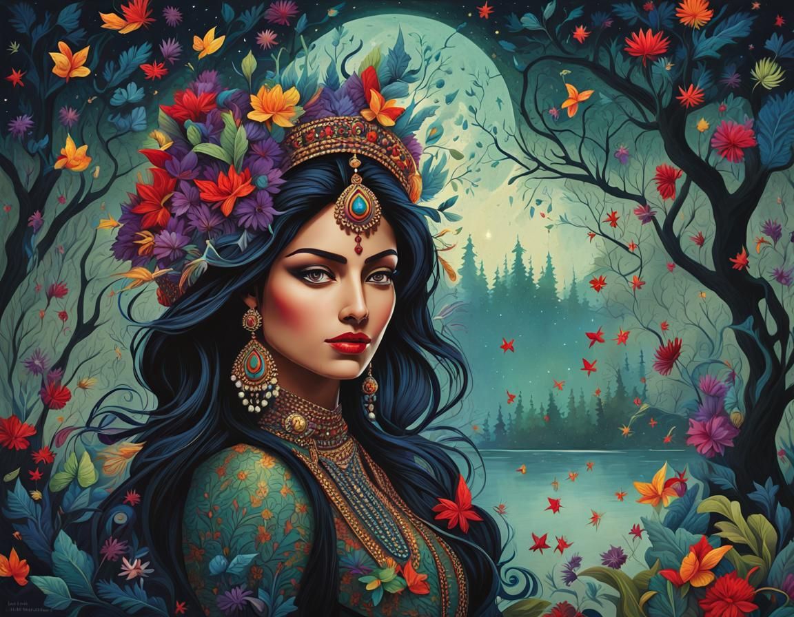 Epic Portrait of Indian Woman in Fantasy Forest
