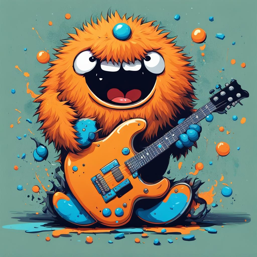 Monster Plays Guitar: Graffiti Art at a Party