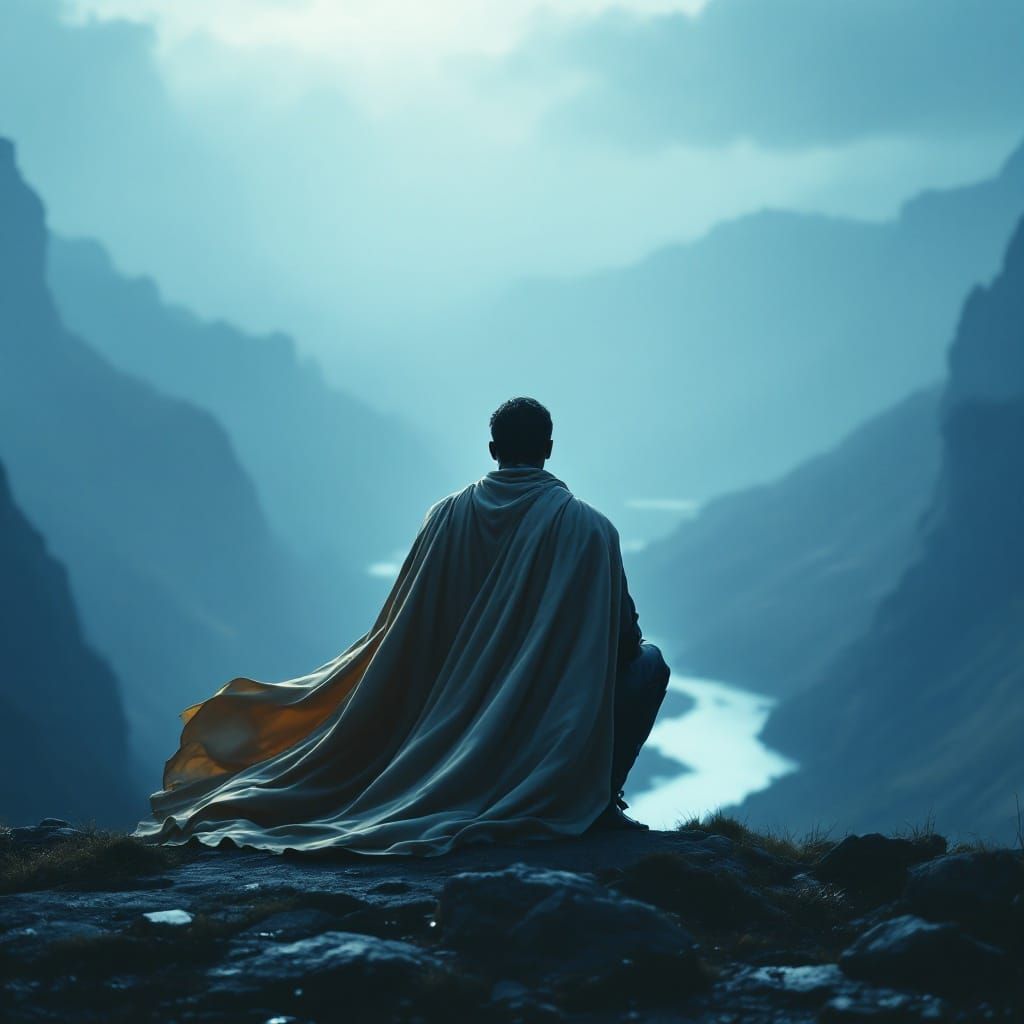 Cinematic Dawn Scene of a Watcher's Servant