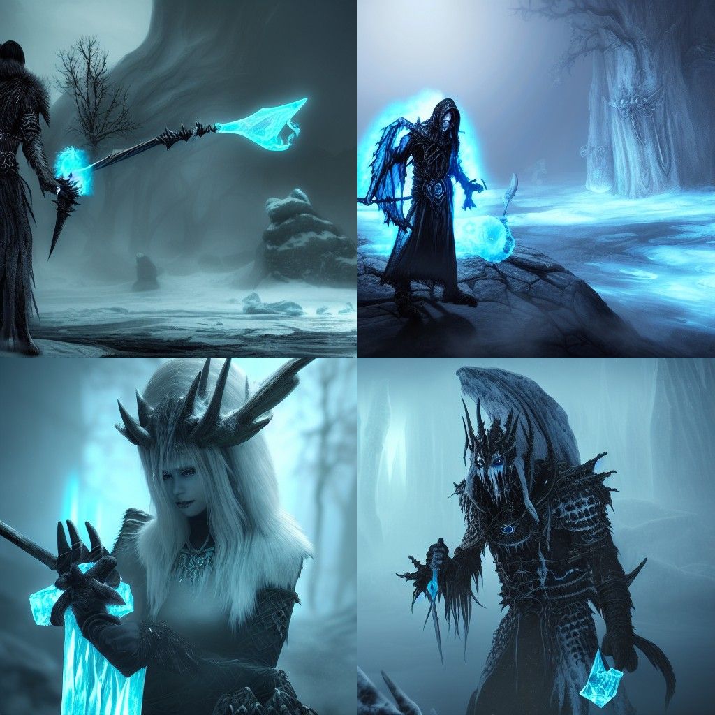Mage and Ice Wraith in Dark Fantasy Portrait
