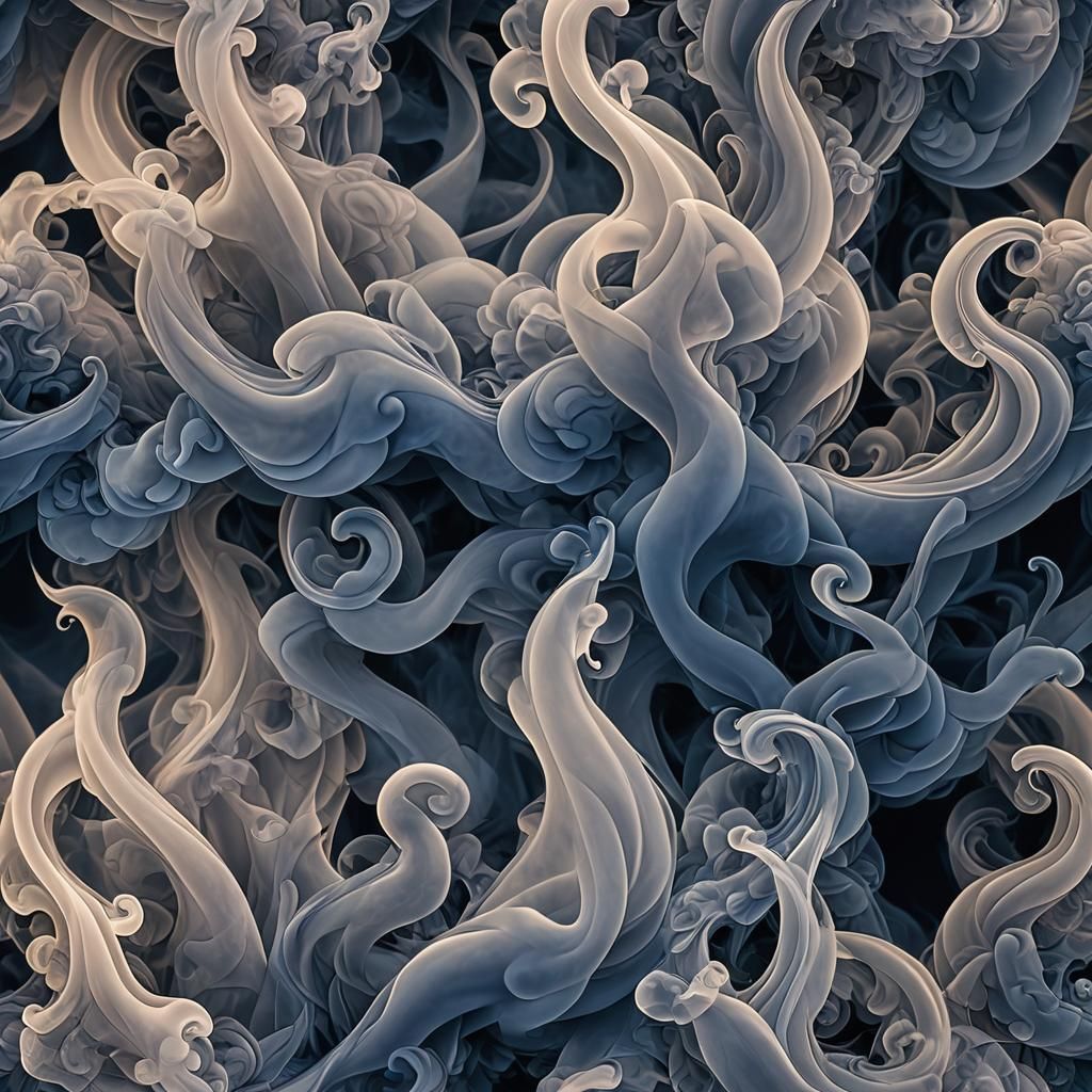 Opalescent Navy Genie in Translucent Smoke Art