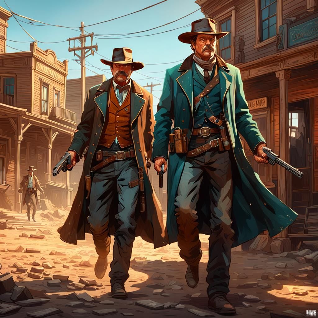 Epic Gunfight at High Noon: Hyperdetailed Concept Art