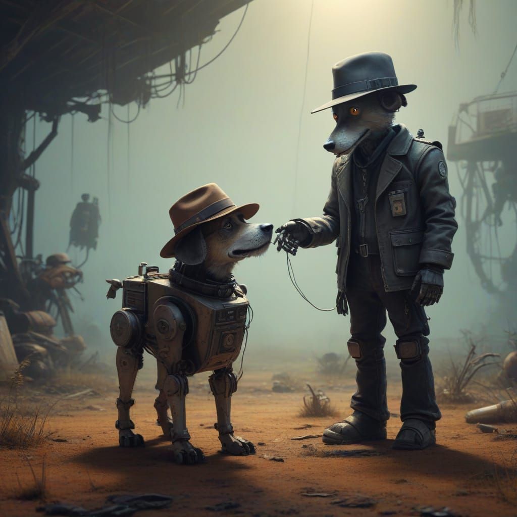 Robot Dog in a Surreal 80s Sci-Fi B-Movie