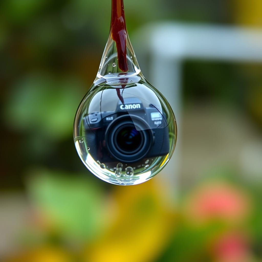 Realistic Reflection of a Camera in a Raindrop