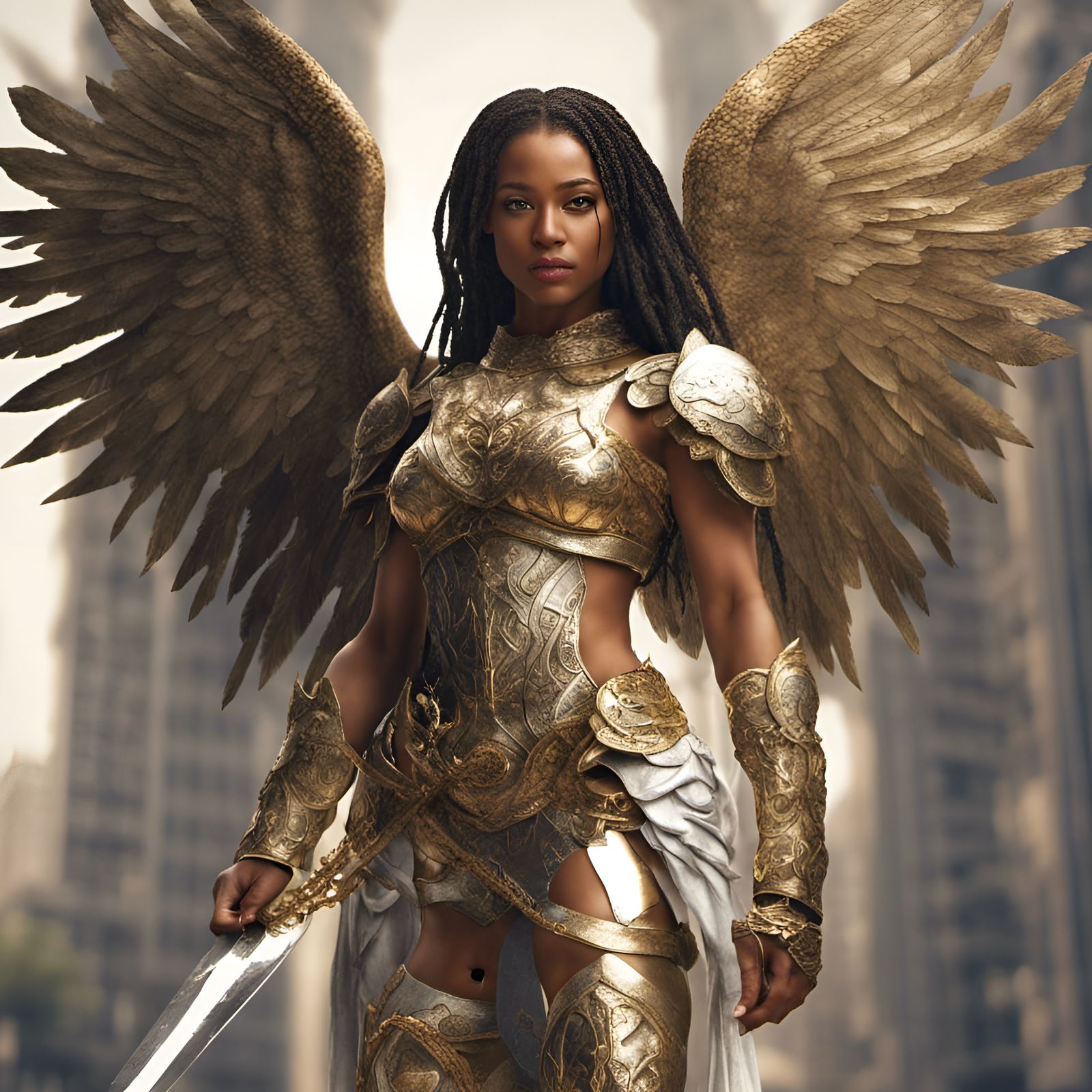 Dominican Warrior Angel in Golden Armor