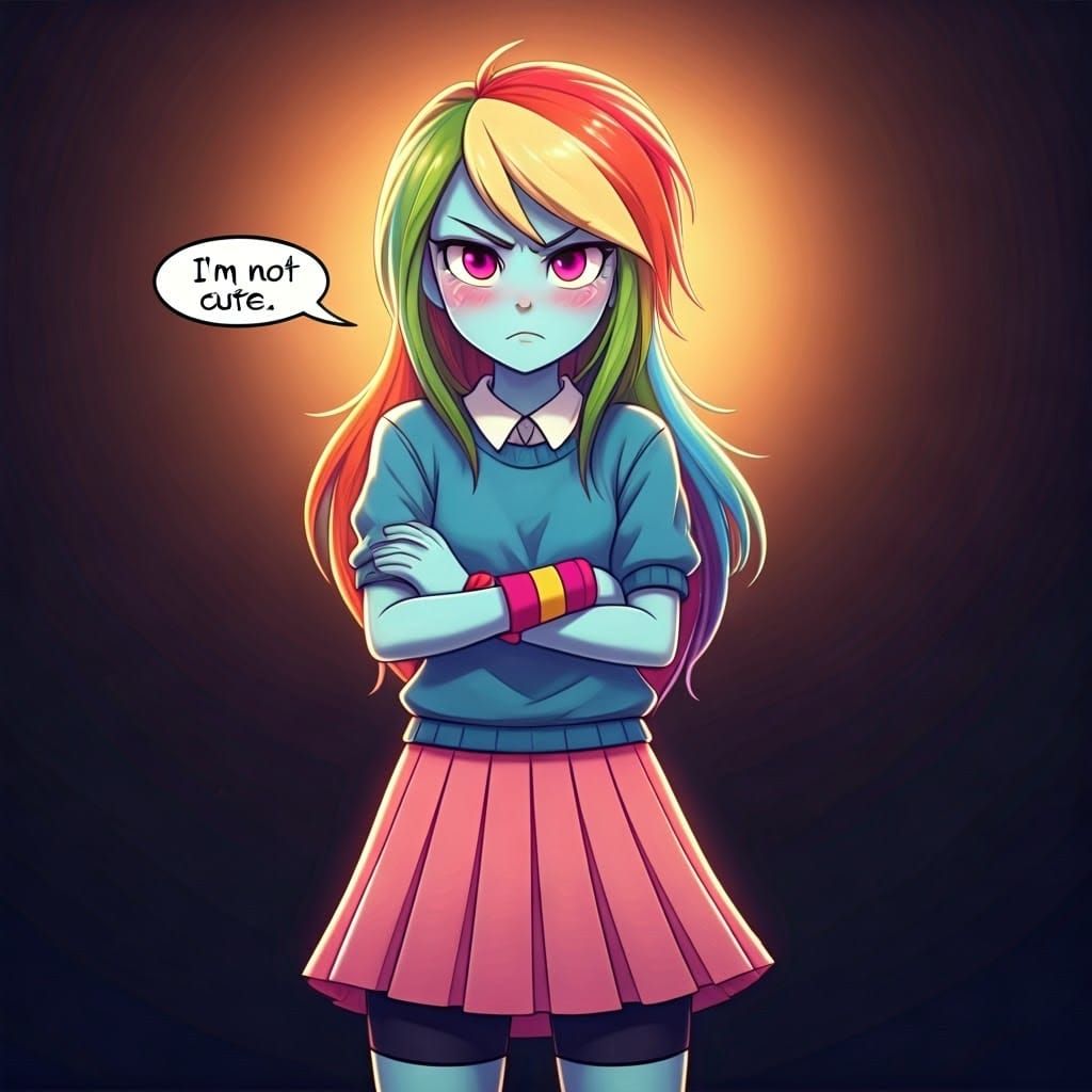 Rainbow Haired Girl with Colorful Outfit in Film Still