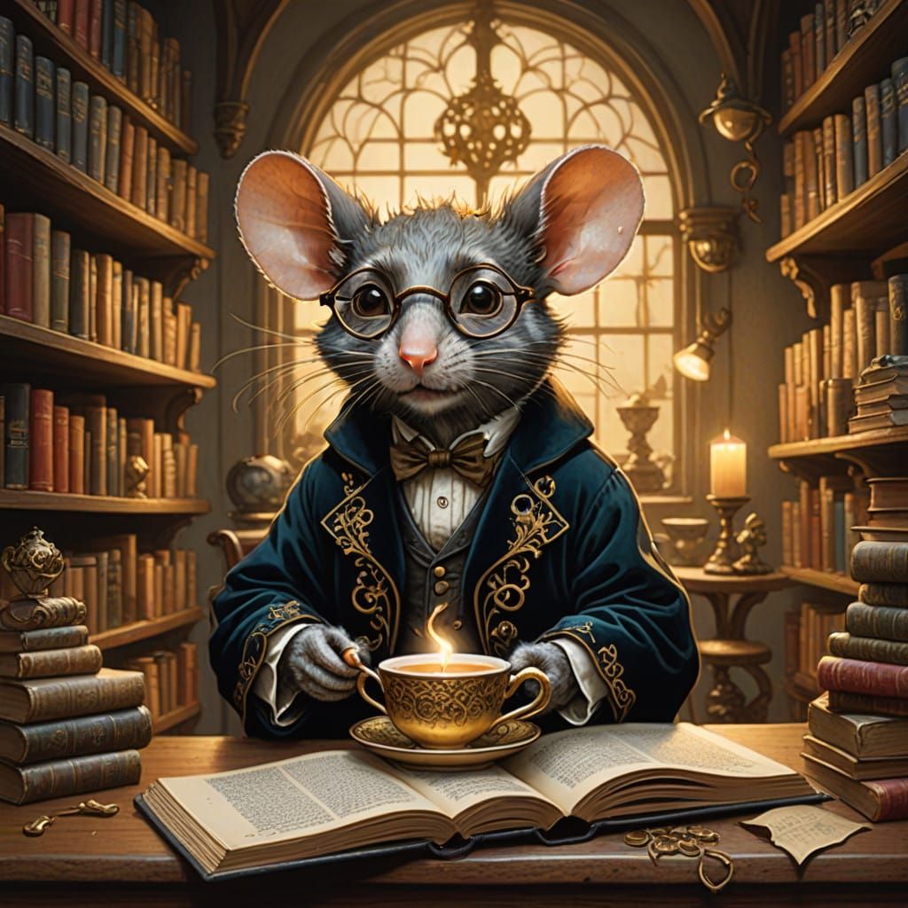 Mouse in Whimsical Teacup Wonderland