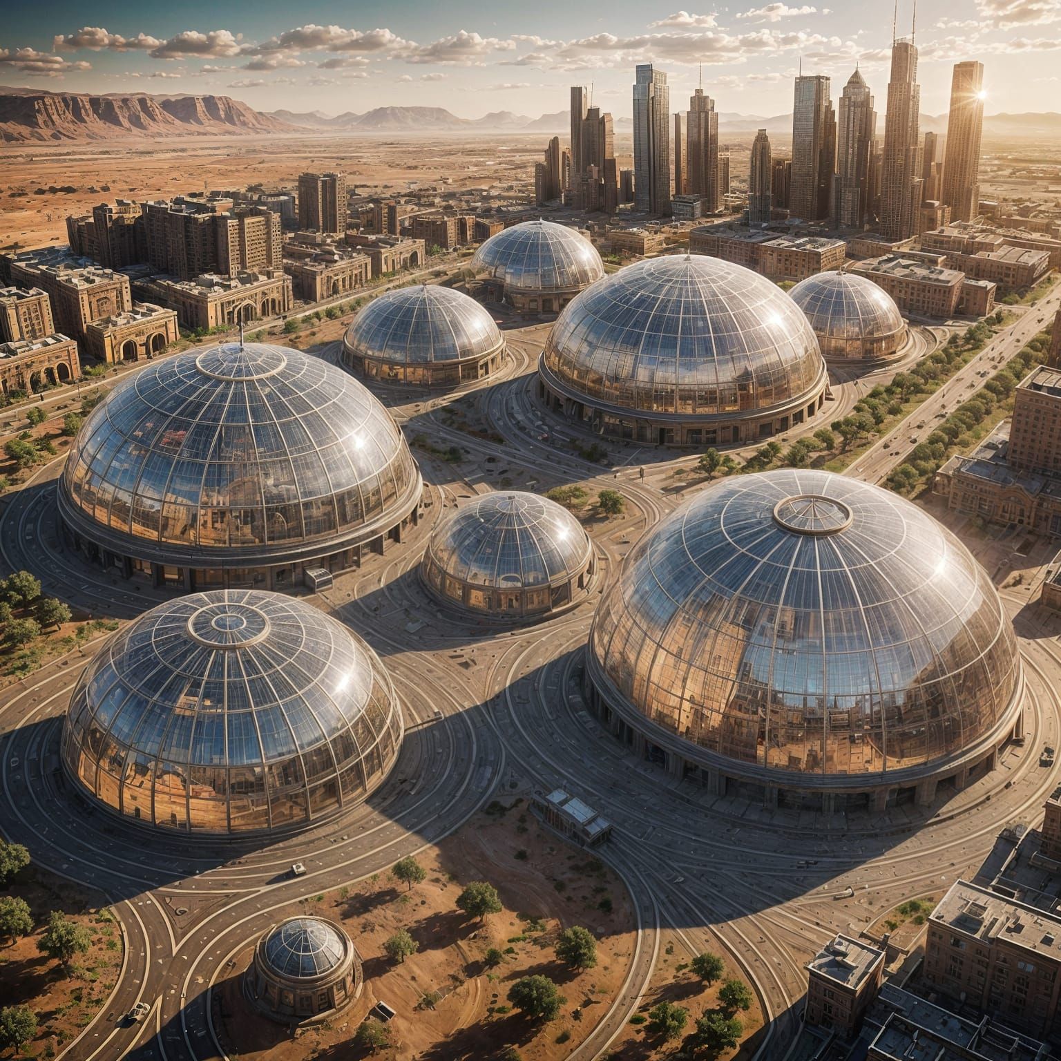 Realistic Glass Biodomes on Mars with Cinematic Lighting