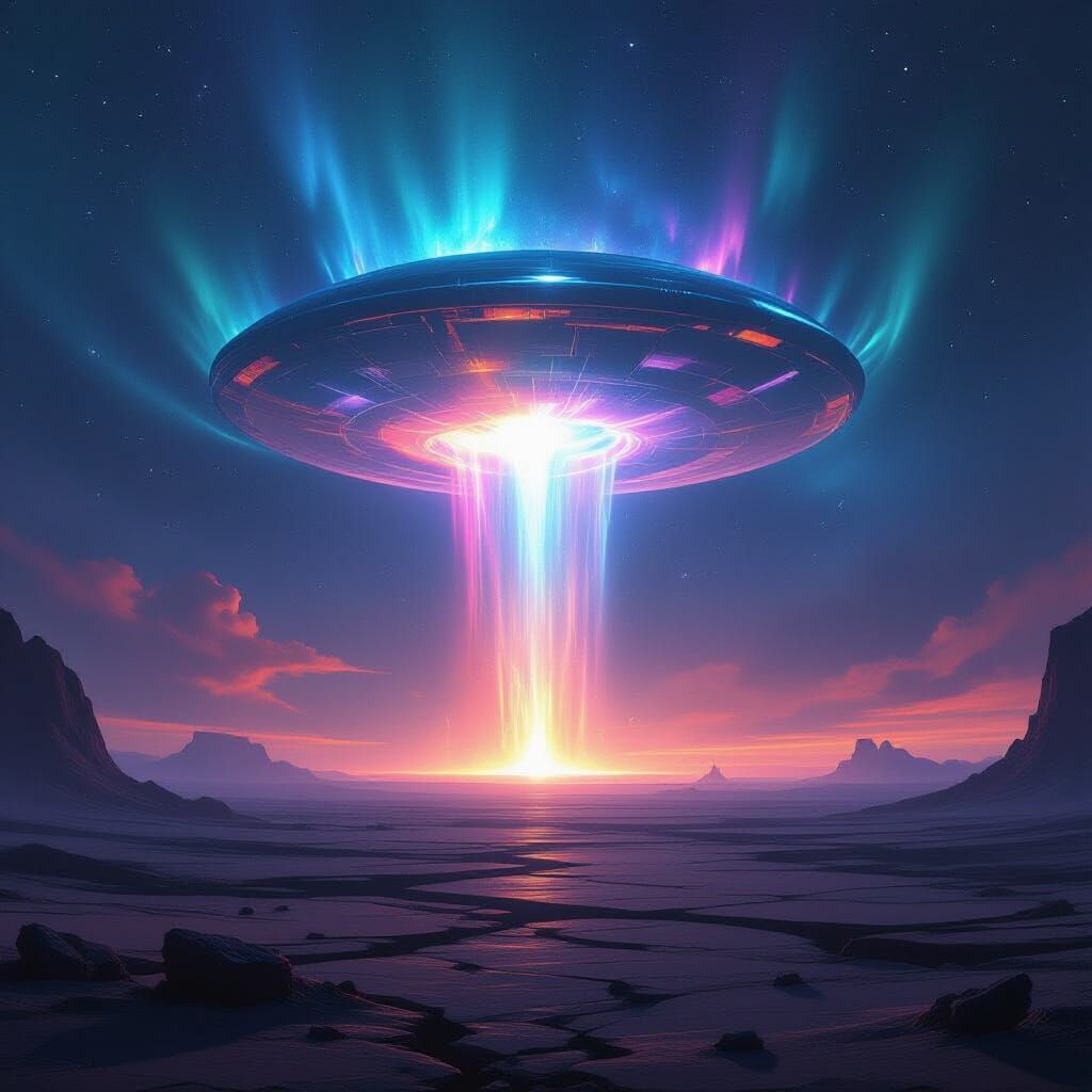 Ethereal Anomaly Over Alien Landscape in Digital Matte Style