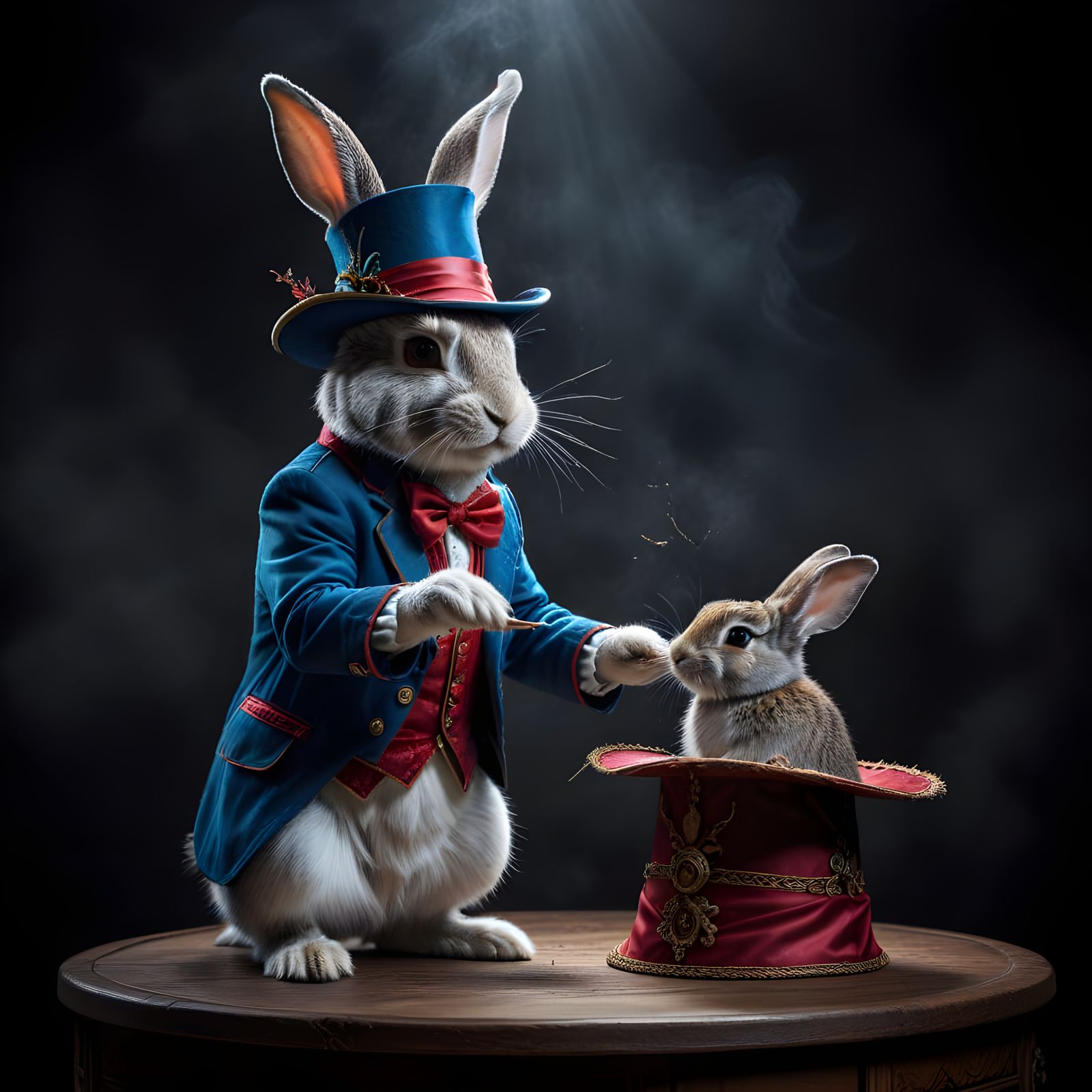 Rabbit Magician Pulls Man From Hat in HDR
