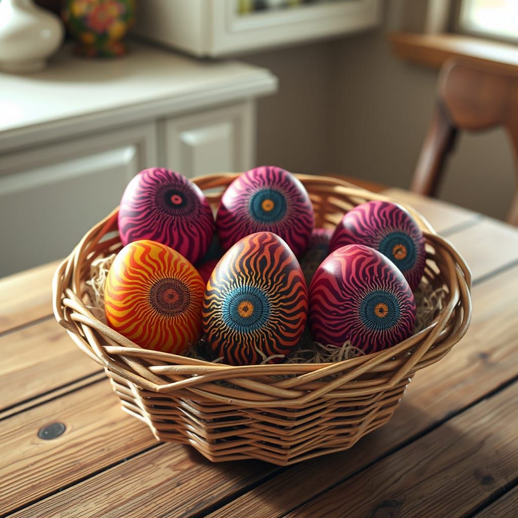 Vibrant Eggs with Mandelbrot Set in Full Colour