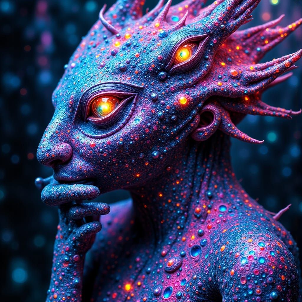 <lora:Abstract Reality:1.0> Strange surreal portrait with a ...