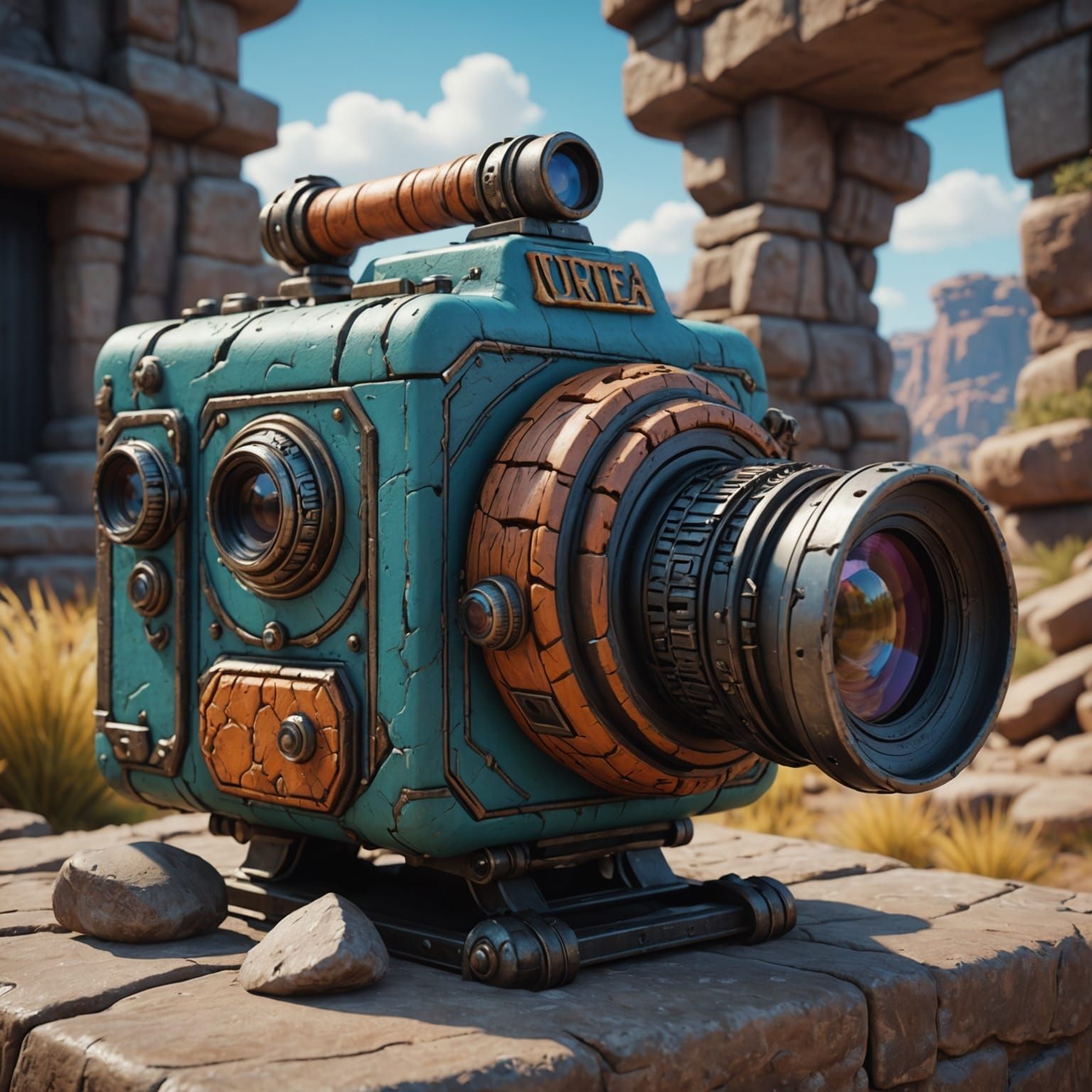 Fred Flintstone's Camera: Detailed Fantasy Concept Art