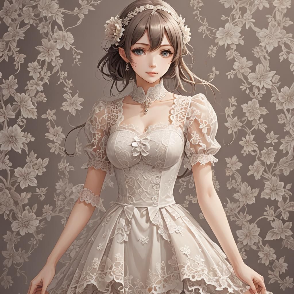 Anime Style Lace Dress: Manga Key Visual