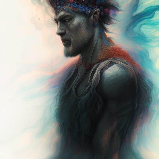 Muscular Wizard Portrait in Vibrant Fantasy Art Style