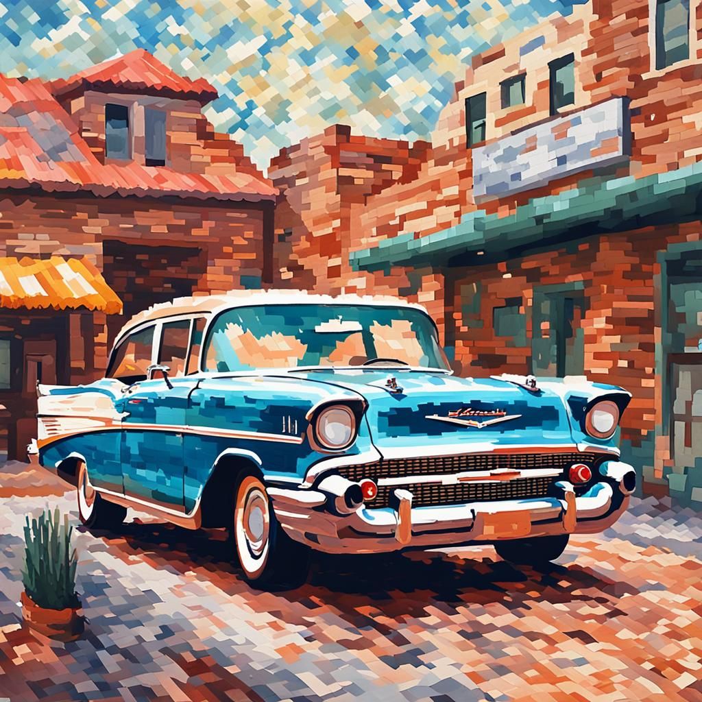 8-Bit Chevy Bel Air in Gouache Style