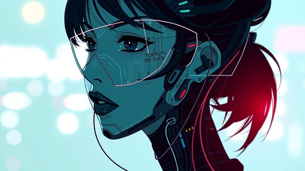Cyberpunk Woman Portrait with Electronic Implants