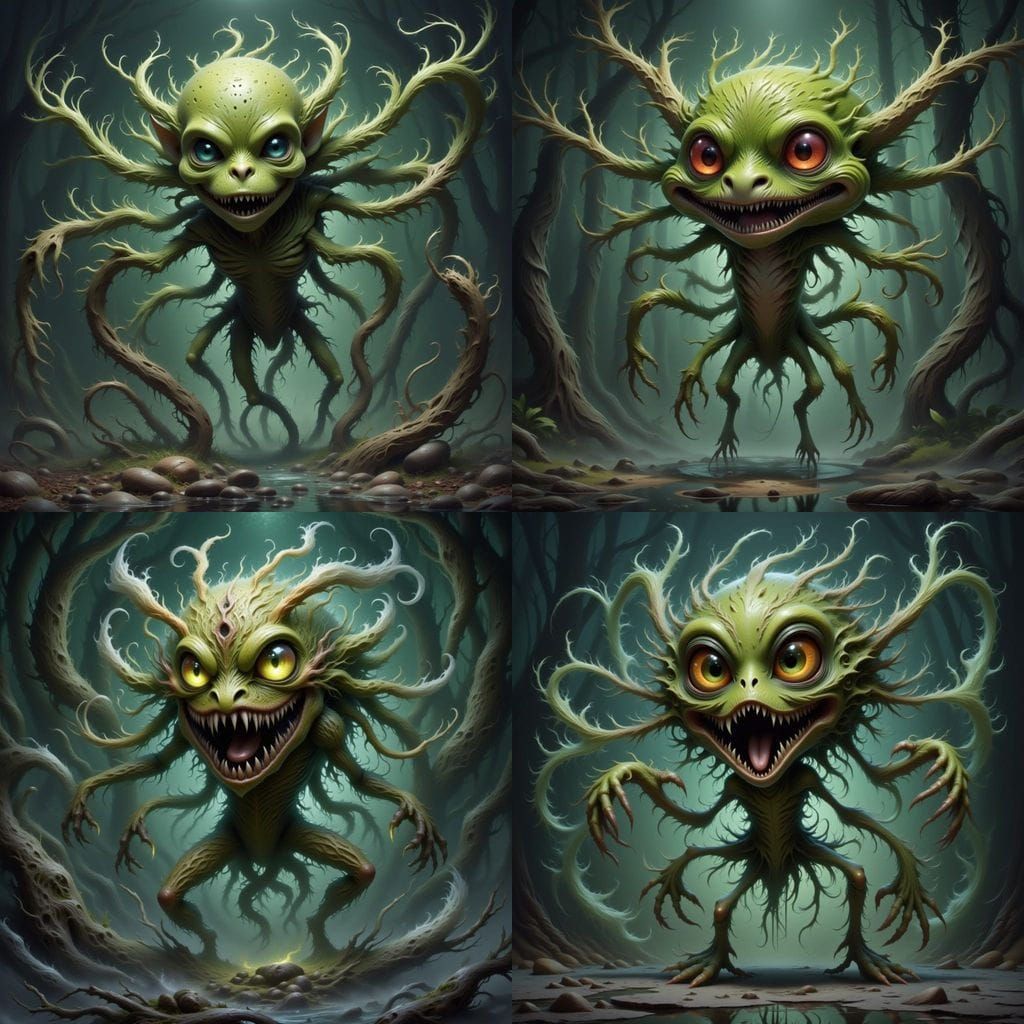 Whimsical Swamp Monster in Fantasy Style