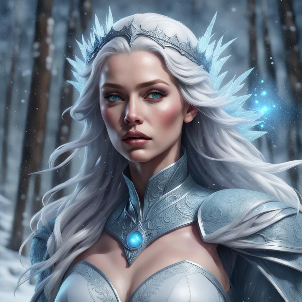 Ice Queen and Wizard Battle: 3D Fantasy Portrait