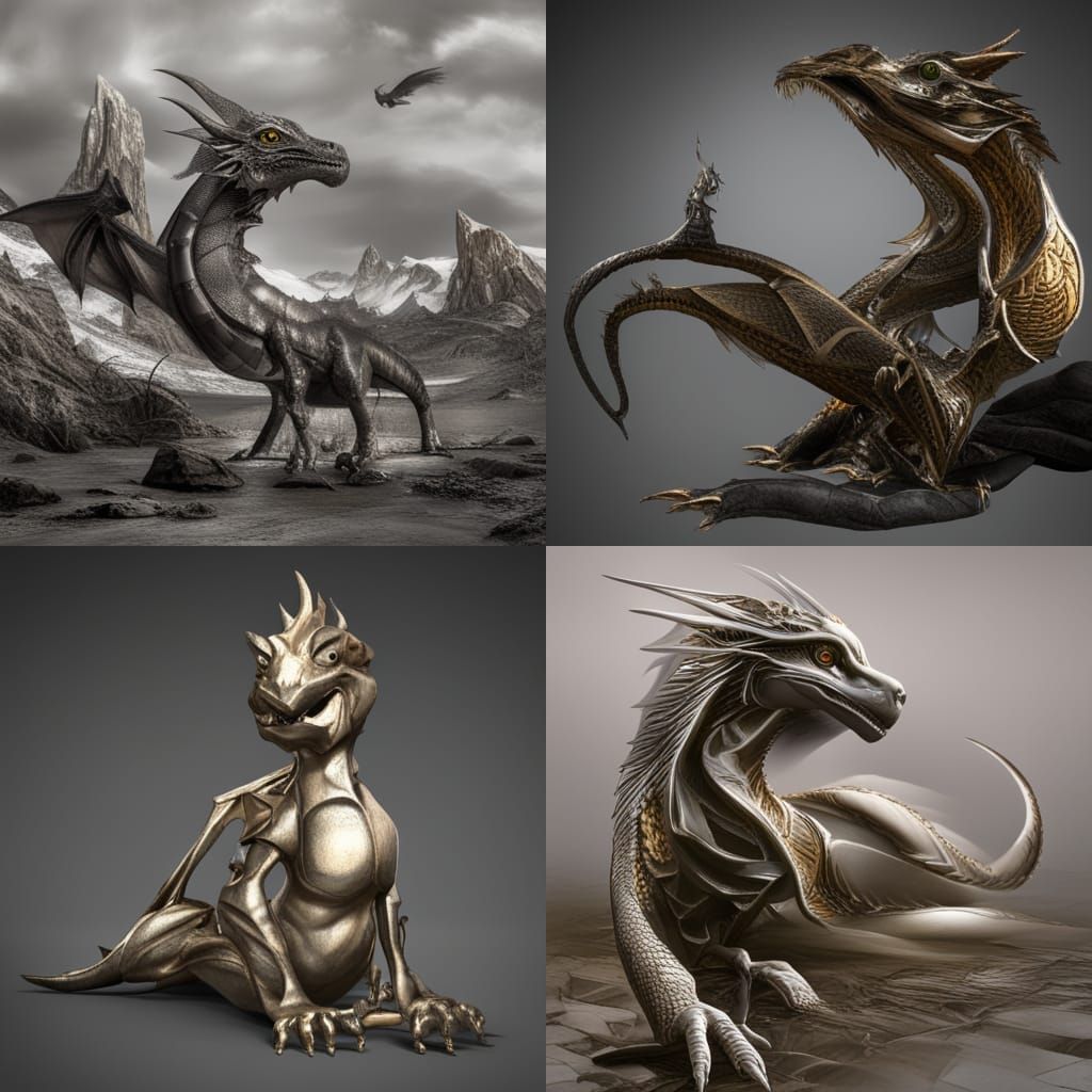 Metallic Dragon and Baby Dragon by Weta Digital