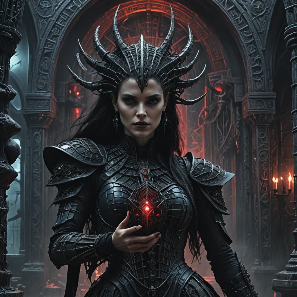 Dark Fantasy Woman with Mystical Artifact