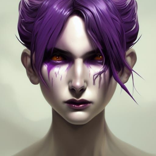 Purple Vampire Portrait in Hyperdetailed Style