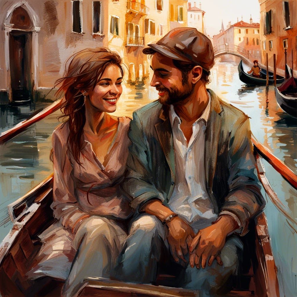 Venice Gondola Ride: Expressive Character Design Masterpiece