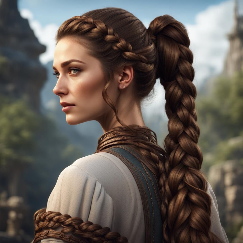Fantasy Woman with Long Braid: 8K Artstation Painting