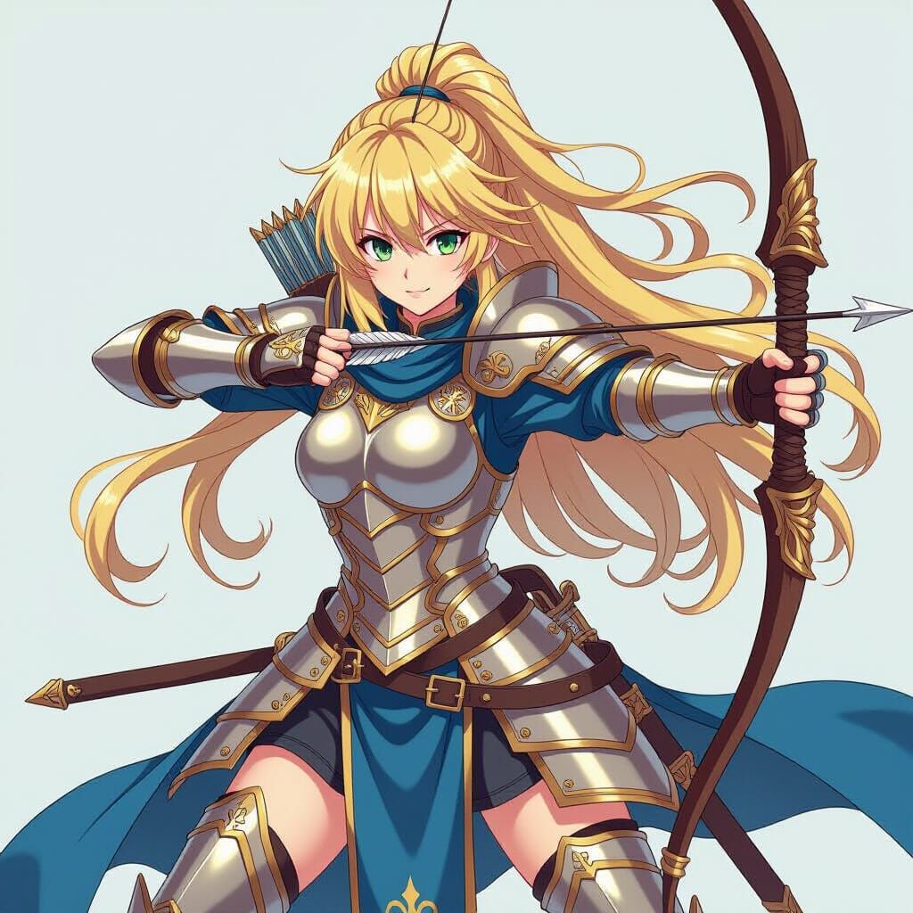 Artoria Pendragon as Archer in Anime Manga Style