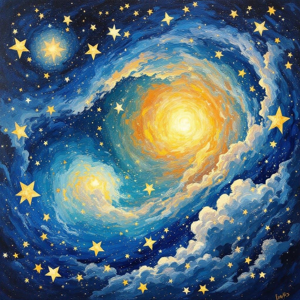 Swirling Celestial Dance in Vibrant Colors