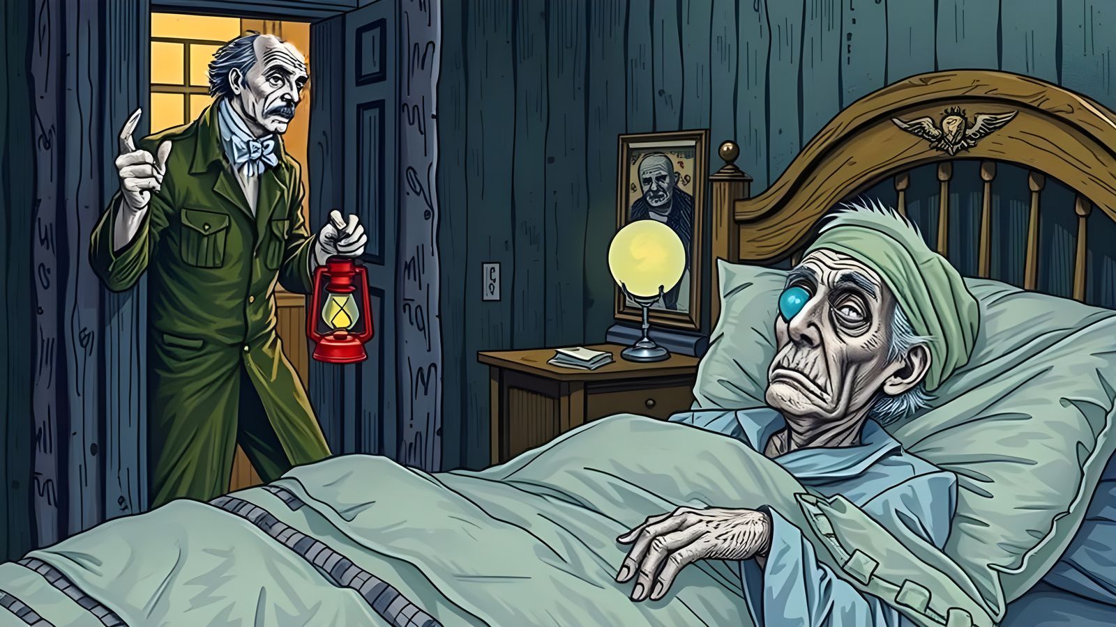 Sinister Intruder: A Haunting Bedroom Scene
