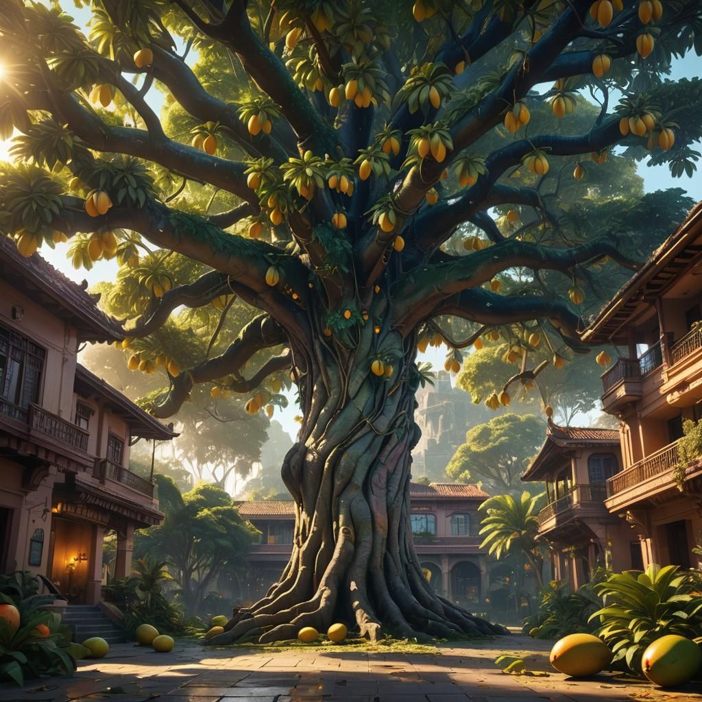 Majestic Mango Tree Hotel in Golden Hour Light