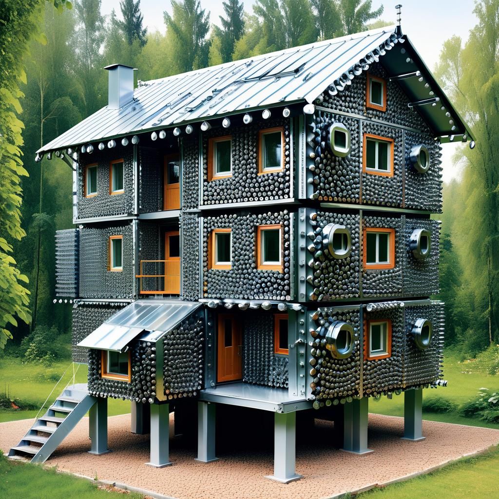 House Made of Metal Nuts and Bolts