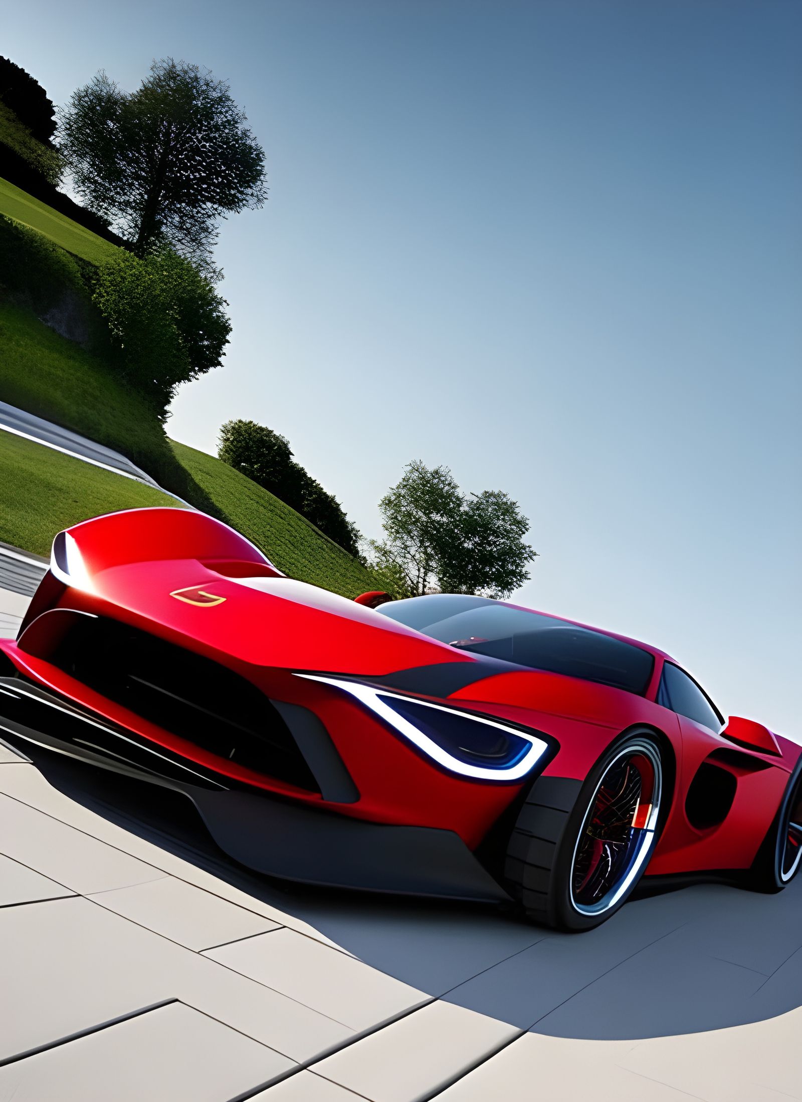 Futuristic Three-Seat Car in Hyperrealistic Style