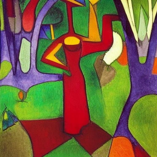 Expressionist Witch in Enchanted Forest