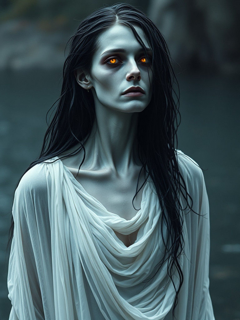 Sorrowful Undead Mother in White Gown