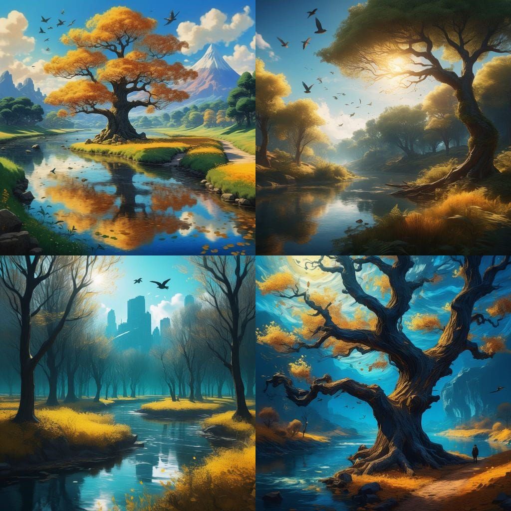 Whimsical Van Gogh-Inspired Fantasy Landscape
