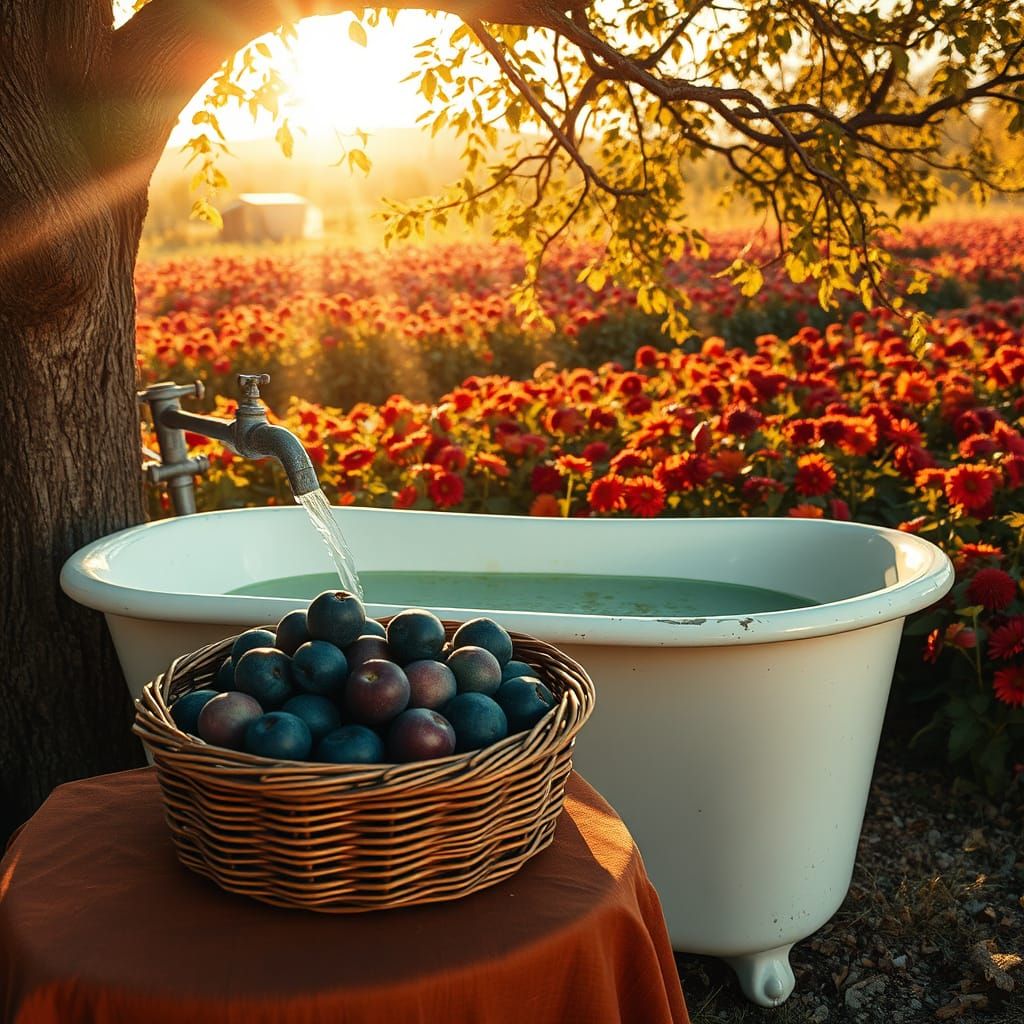 Autumn Garden Scene in Warm Golden Light