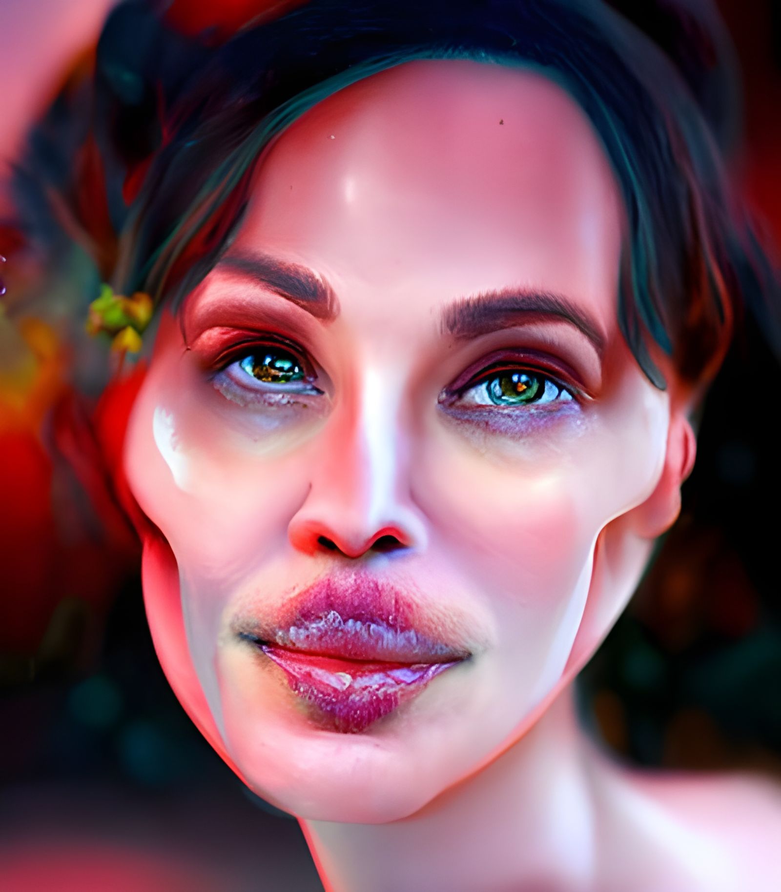 Angelina Jolie, the actress. Face portrait. Ferdinand Knab Claude Monet hypermodernism 4K HDR CGSociety IMAX VRay beauti...