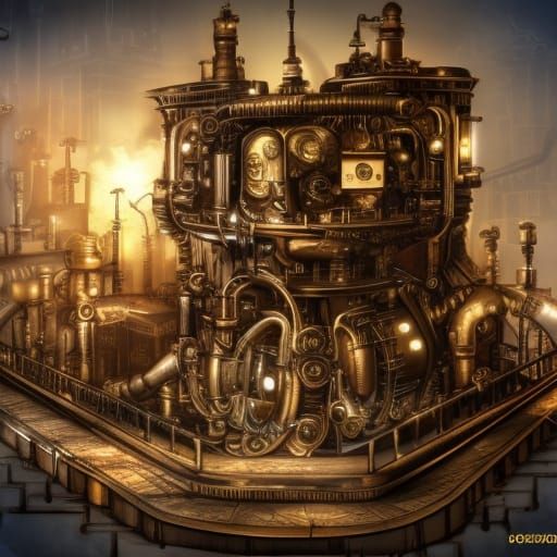 Hyperdetailed Steampunk City with Clockwork Engines