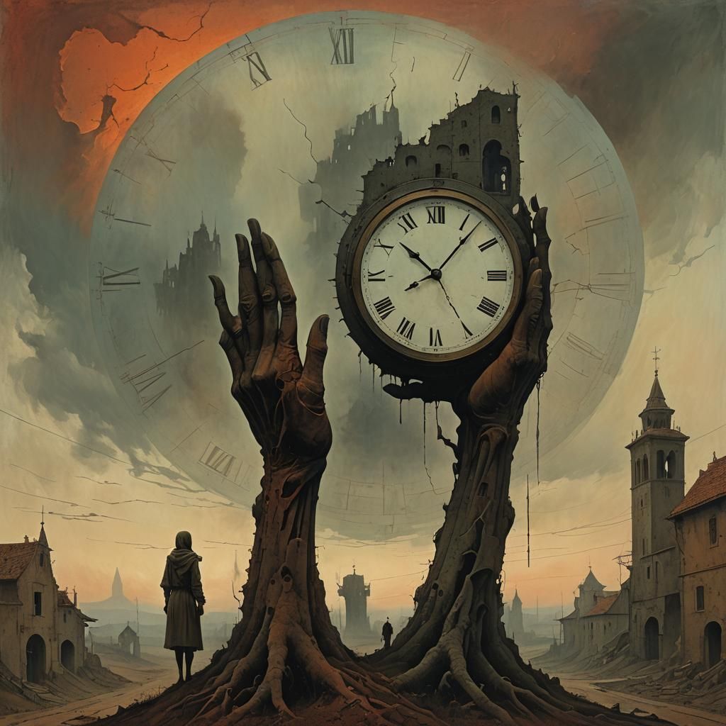 Surreal Figure with Phone in Beksinski Style