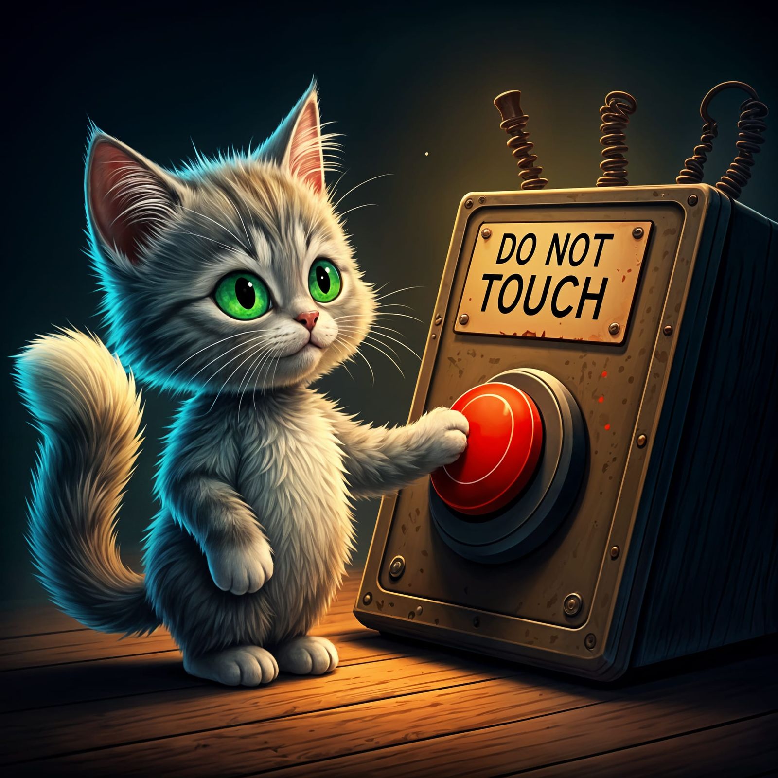 Cartoon Kitten on the Brink of Temptation