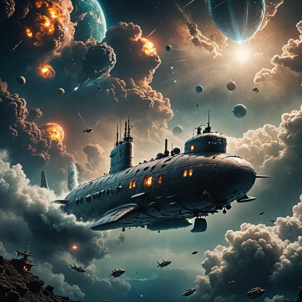 Submarine in Space: Epic Digital Matte Painting