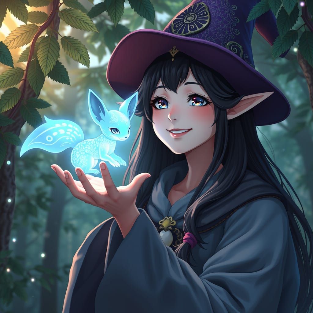 Whimsical Forest Encounter in Wonder