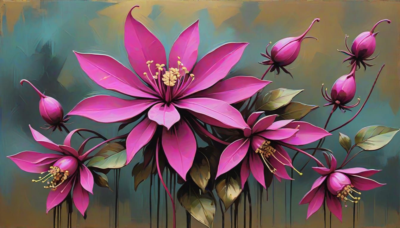 Vibrant Fuchsia Field in Moody Bronze Hues