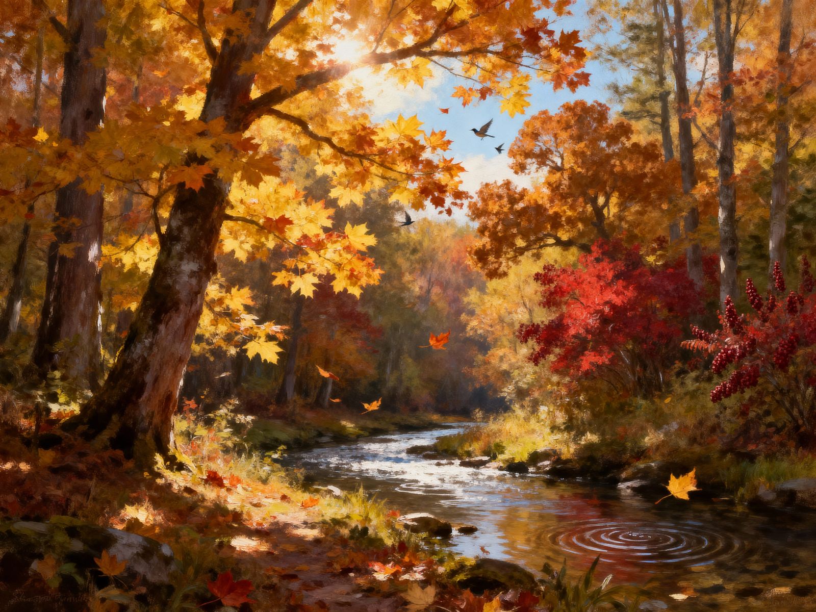 Tranquil Autumn Landscape in Realistic Style